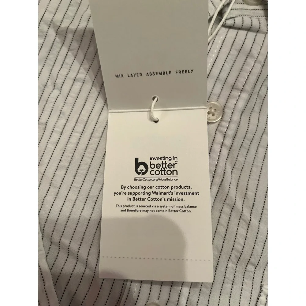 Free Assembly Men's FA Seersucker Button Down Shirt White Size 3XL‎